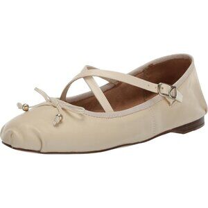 Circus NY by Sam Edelman Women's Vanilla Bean Leather Cross Strap Ballet Flat